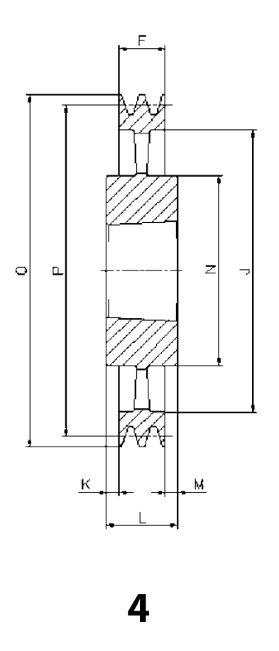 Клиновые шкивы тапербуш, форма 4